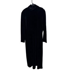 Vintage KC Spencer Black Velvet Mock Neck Long Sleeve Maxi‎ Dress Size 14